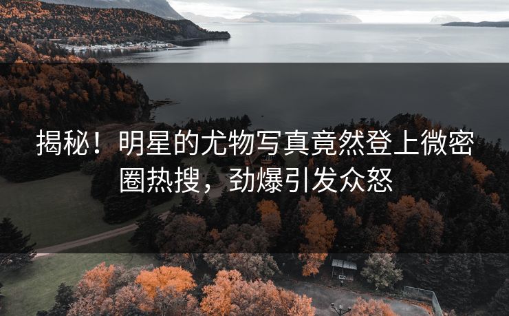 揭秘！明星的尤物写真竟然登上微密圈热搜，劲爆引发众怒