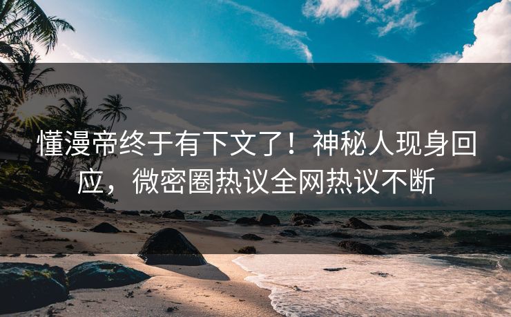 懂漫帝终于有下文了！神秘人现身回应，微密圈热议全网热议不断