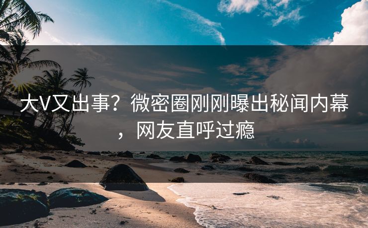 大V又出事？微密圈刚刚曝出秘闻内幕，网友直呼过瘾