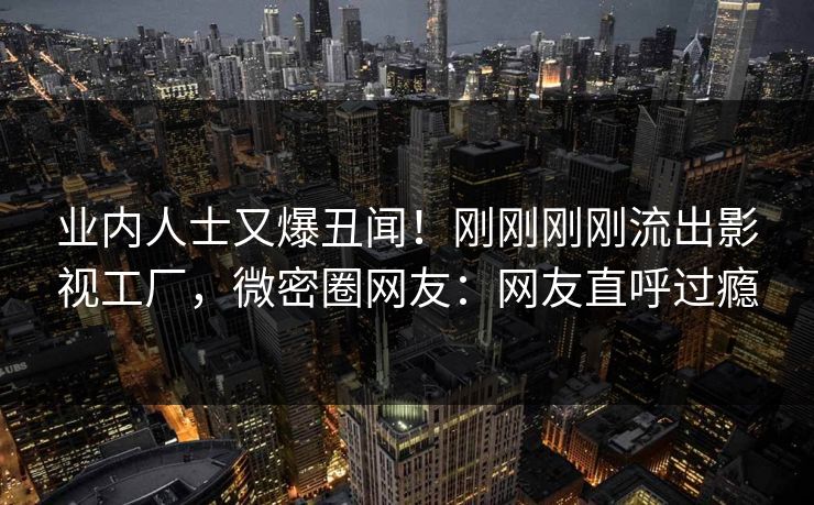 业内人士又爆丑闻！刚刚刚刚流出影视工厂，微密圈网友：网友直呼过瘾