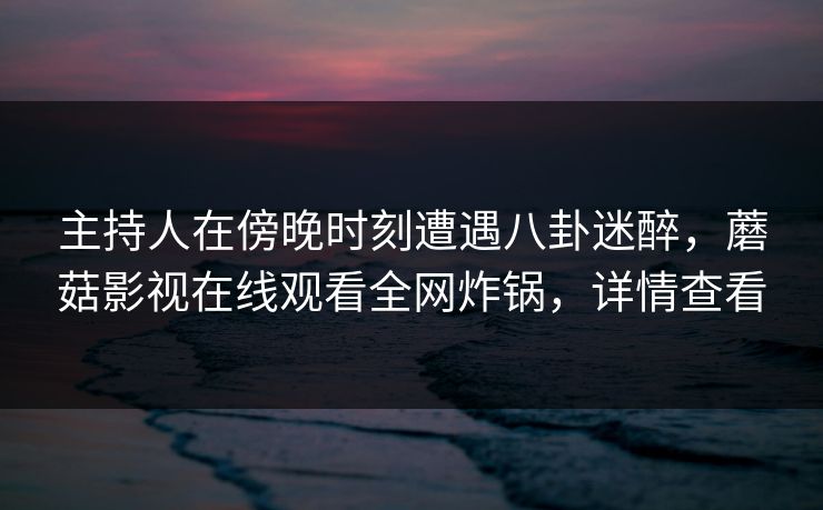 主持人在傍晚时刻遭遇八卦迷醉，蘑菇影视在线观看全网炸锅，详情查看