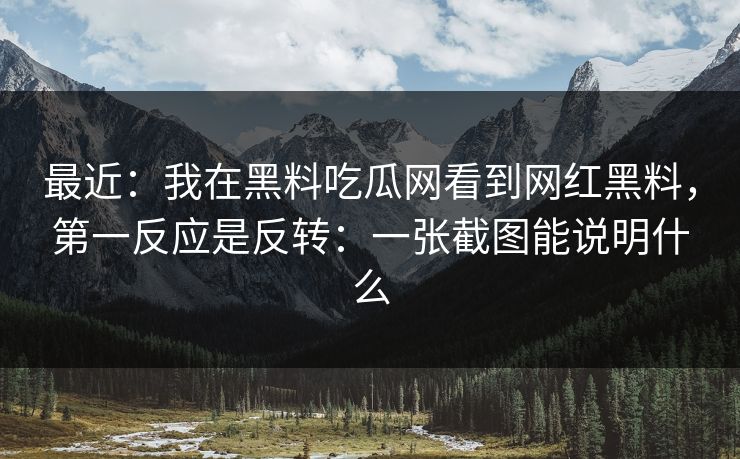 最近：我在黑料吃瓜网看到网红黑料，第一反应是反转：一张截图能说明什么